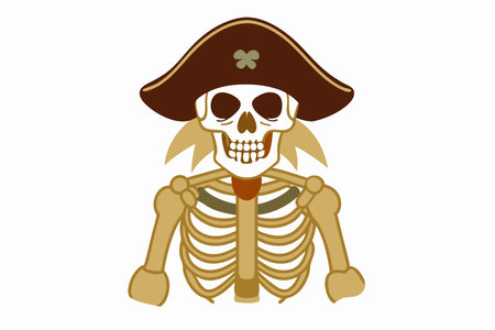 Minimalist Pirate Skeleton on White Backgroundのイラスト素材