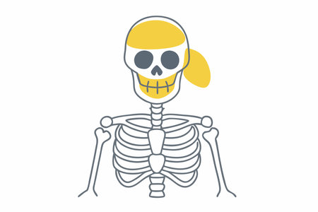 Minimalist Pirate Skeleton on White Backgroundのイラスト素材