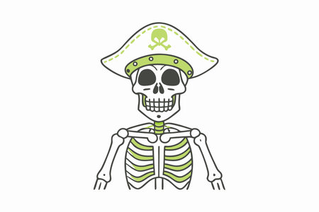 Minimalist Pirate Skeleton on White Background