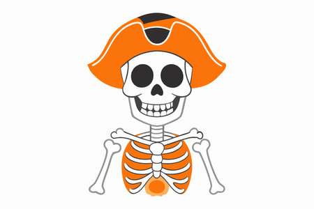 Minimalist Pirate Skeleton on White Backgroundのイラスト素材