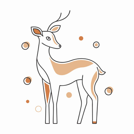 Minimalist Wild deer on White Backgroundのイラスト素材