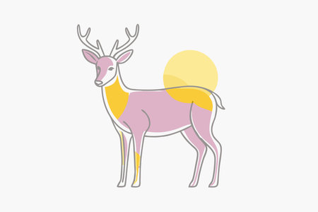 Minimalist Wild deer on White Backgroundのイラスト素材
