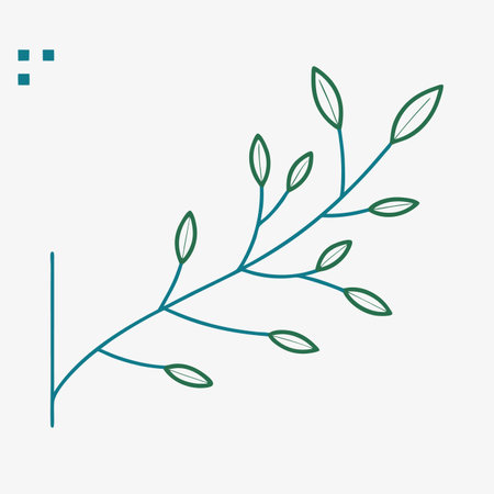 Minimalist Spring Branch with Fresh Green Leaves on White Backgroundのイラスト素材
