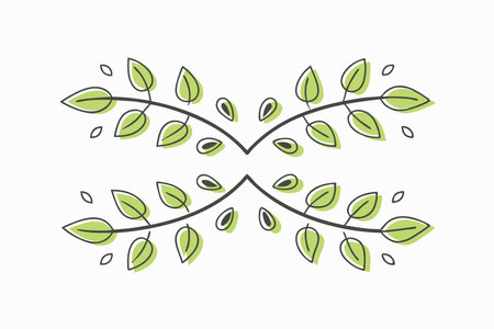 Minimalist Spring Branch with Fresh Green Leaves on White Backgroundのイラスト素材