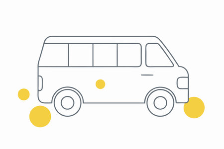 Minimalist big van on White Background