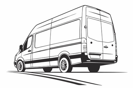 Minimalist big van on White Backgroundのイラスト素材