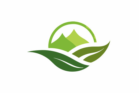 Minimalist nature logo design on white backgroundのイラスト素材