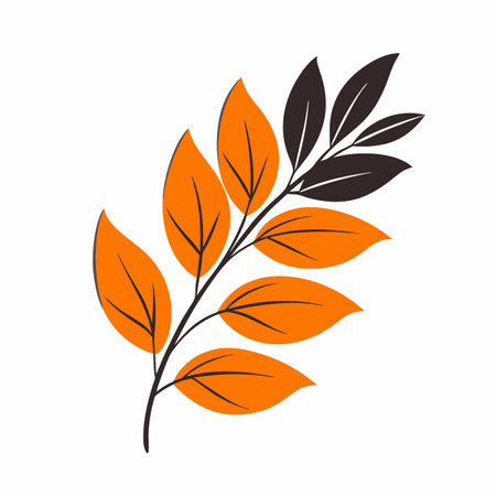 Minimalist Vibrant Green Branch with Lush Leaves on White Backgroundのイラスト素材