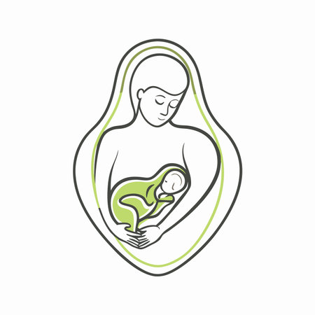Minimalist Baby inside woman wombs on White Backgroundのイラスト素材