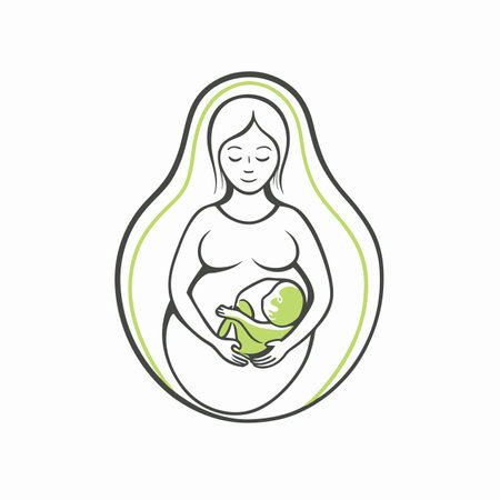 Minimalist Baby inside woman wombs on White Backgroundのイラスト素材