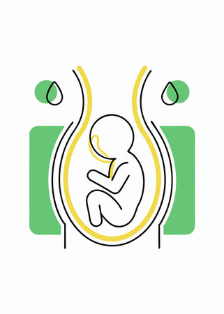Minimalist Baby inside woman wombs on White Backgroundのイラスト素材