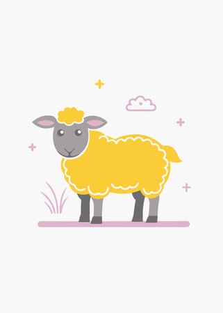 minimalist sheep on white backgroundのイラスト素材