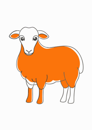minimalist sheep on white backgroundのイラスト素材