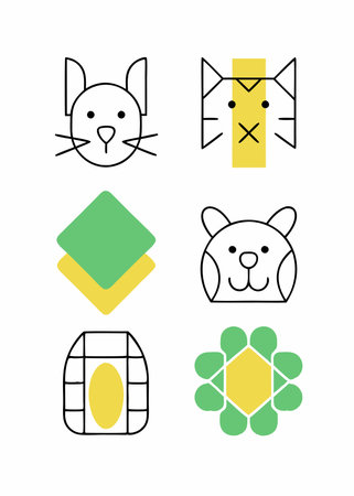 Minimalist Pets and Animals on White Backgroundのイラスト素材