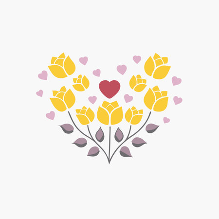 Minimalist A Heart Shaped Arrangement of Red Rose Petals on White Backgroundのイラスト素材