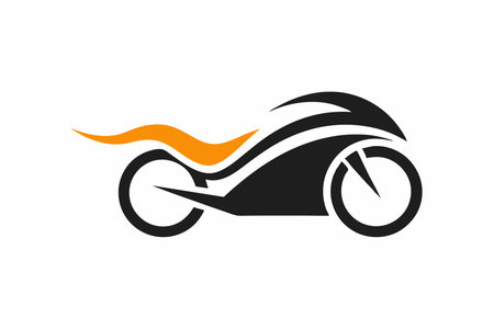Minimalist motorbike logo design on white backgroundのイラスト素材
