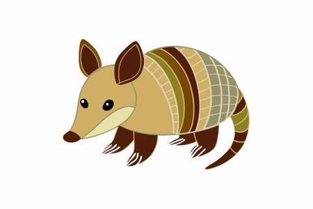 Minimalist Cute little armadillo on White Backgroundのイラスト素材