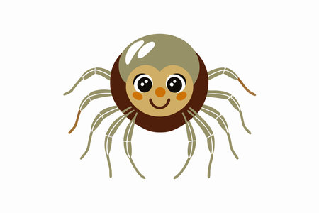 Minimalist Cute little black spider on White Backgroundのイラスト素材