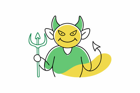 Minimalist Wicked devil cartoon on White Background