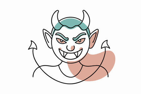 Minimalist Wicked devil cartoon on White Background