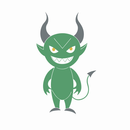 Minimalist Wicked devil cartoon on White Background