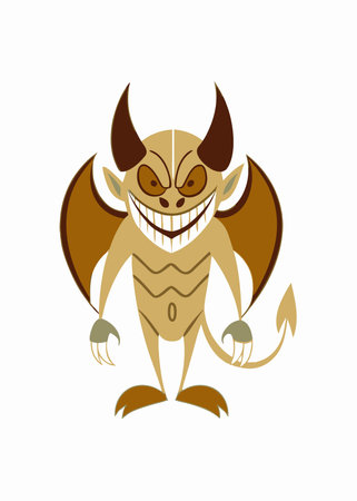 Minimalist Wicked devil cartoon on White Backgroundのイラスト素材