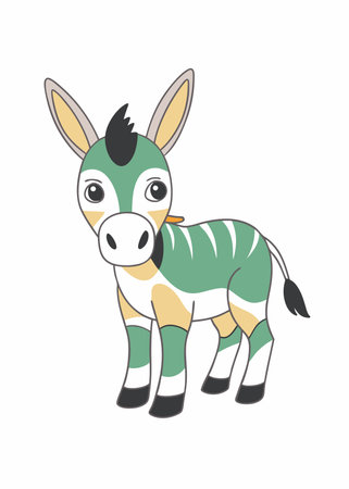 Minimalist Cute baby donkey on White Backgroundのイラスト素材