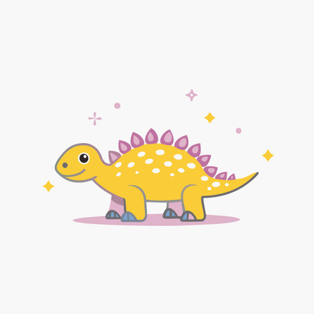 Minimalist Cute little ankylosaurus dinosaur on White Backgroundのイラスト素材