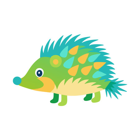 Minimalist Cute little hedgehog on White Backgroundのイラスト素材