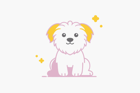 Minimalist Cute Maltese puppy dog on White Backgroundのイラスト素材