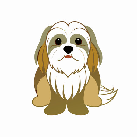 Minimalist Cute Maltese puppy dog on White Backgroundのイラスト素材