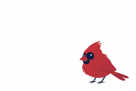 Minimalist Cute baby cardinal bird on White Backgroundのイラスト素材