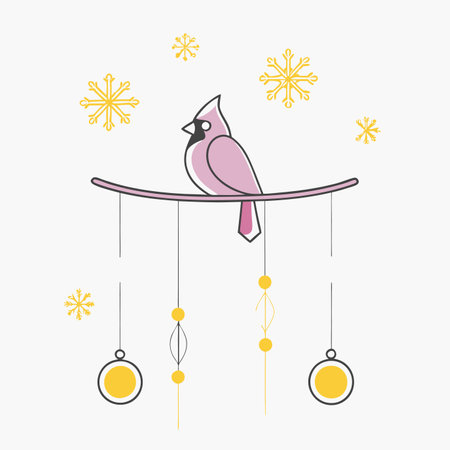 Minimalist Cute baby cardinal bird on White Backgroundのイラスト素材
