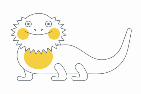 Minimalist Cute little bearded dragon on White Backgroundのイラスト素材