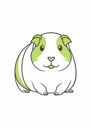 Minimalist Cute little guinea pig on White Backgroundのイラスト素材