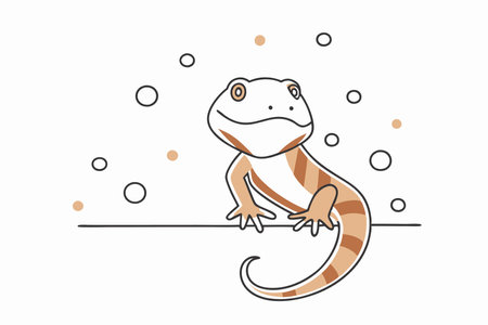 Minimalist Cute little bearded dragon on White Backgroundのイラスト素材