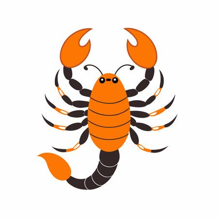 Minimalist Cute black scorpion on White Backgroundのイラスト素材
