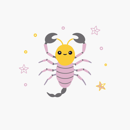 Minimalist Cute black scorpion on White Backgroundのイラスト素材