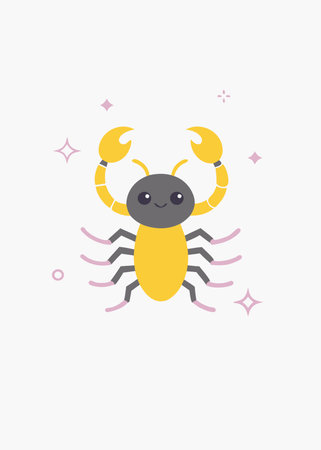 Minimalist Cute black scorpion on White Backgroundのイラスト素材