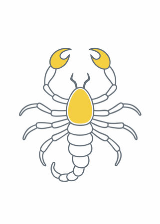 Minimalist Cute black scorpion on White Backgroundのイラスト素材