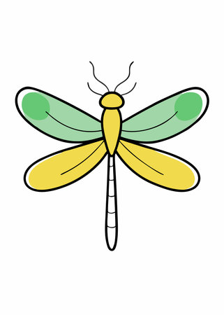 Minimalist Cute dragonfly on White Backgroundのイラスト素材