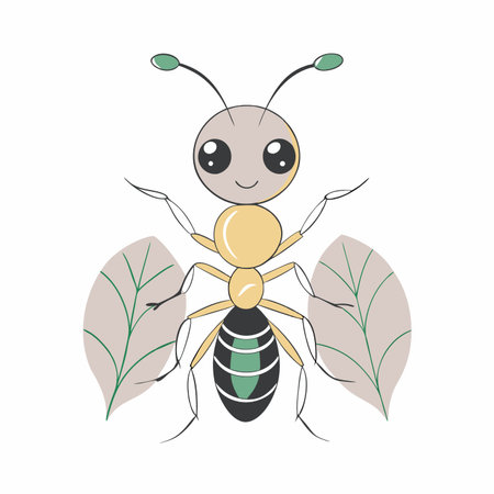 Minimalist Cute little red ant on White Backgroundのイラスト素材