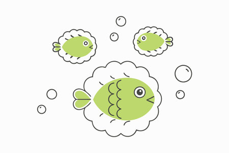 Minimalist Cute puffer fish on White Background
