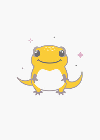 Minimalist Cute Fat Gecko Cartoon on White Backgroundのイラスト素材