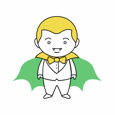 Minimalist Cute little boy Dracula on White Backgroundのイラスト素材