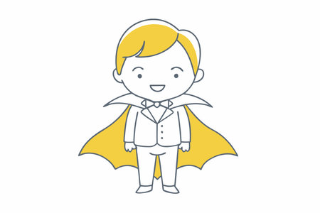 Minimalist Cute little boy Dracula on White Backgroundのイラスト素材
