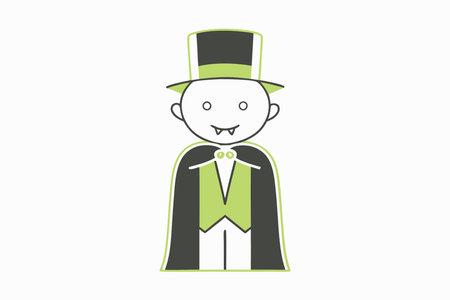 Minimalist Cute little boy Dracula on White Backgroundのイラスト素材