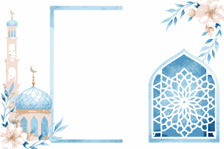 Islamic background watercolor on whiteのイラスト素材