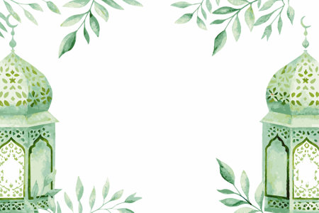 Islamic background watercolor on whiteのイラスト素材