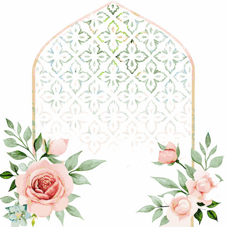 Islamic background watercolor on whiteのイラスト素材